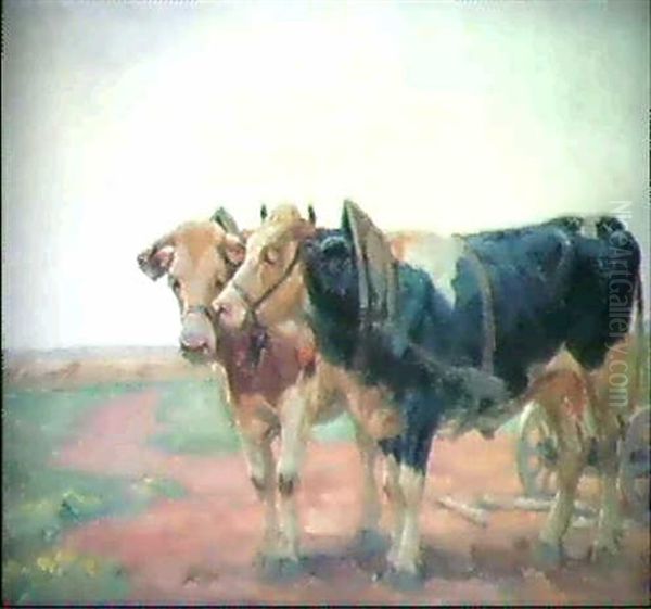 Ochsengespann Oil Painting by Franz Jakob Elmiger