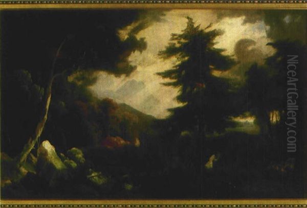 Waldlandschaft Mit Felsbrocken Oil Painting by Julius Elsasser