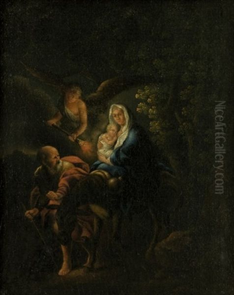 Die Flucht Nach Agypten - Nachtstuck Oil Painting by Adam Elsheimer