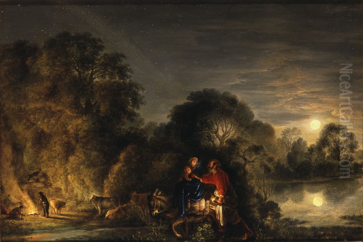 The Rest On The Flight Into Egypt Oil Painting by Adam Elsheimer