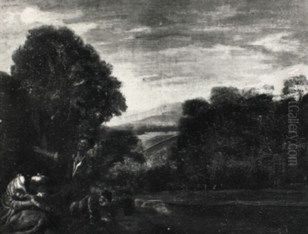 Bewaldete Fluslandschaft Mit Figuren Oil Painting by Adam Elsheimer