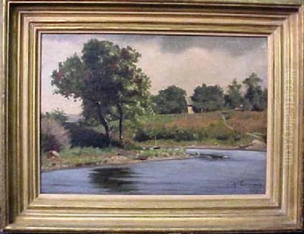 The Quiet Pond Oil Painting by Louis Michel Elshemius