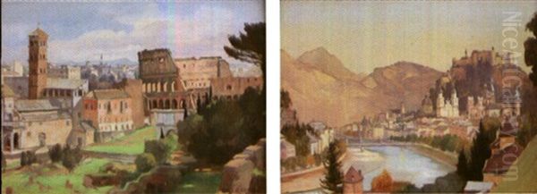 October, Palatine Rome (+ October, Palatine Salzburg; Pair) Oil Painting by Mary Dawson Elwell
