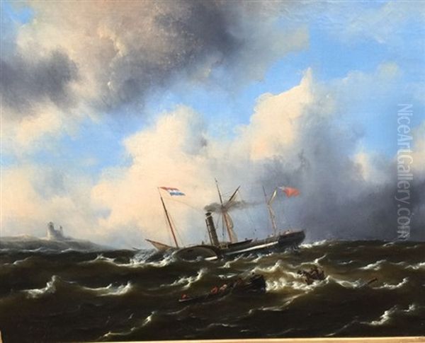 Schipbreuk Oil Painting by Govert Van Emmerik