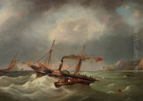 Dampfsegelschiff Vor Der Kuste Von Dover Oil Painting by Govert Van Emmerik