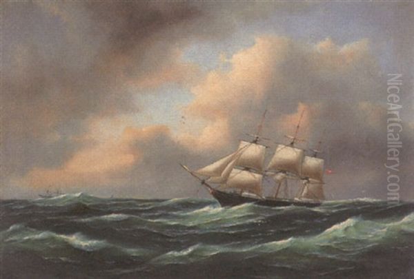 Marine Mit Volkschiff Oil Painting by Govert Van Emmerik