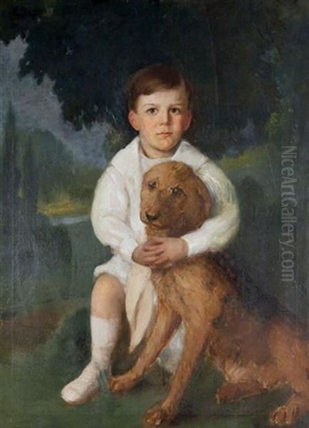 Boy And His Dog Oil Painting by Lydia Field Emmet