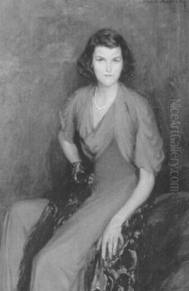 Beauty In A Red Dress Oil Painting by Lydia Field Emmet