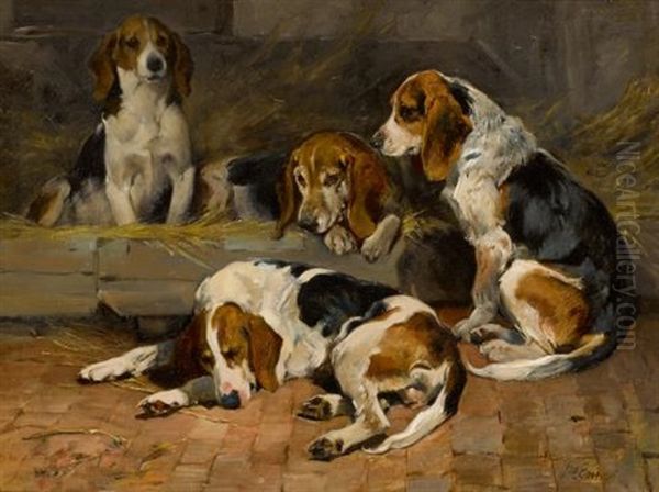 Beagles- Fathers Of The Pack Oil Painting by John Emms