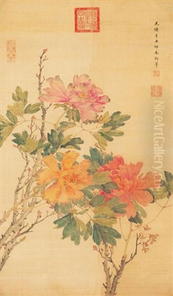 Peony Oil Painting by Guangxu