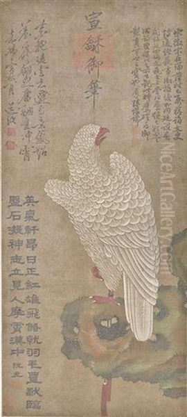 Weiser Falke Auf Einem Felsen Oil Painting by Huizong Emperor