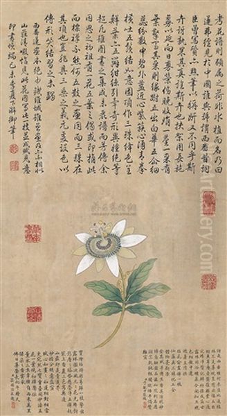 Flowers Oil Painting by Emperor Qianlong