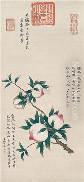 Peach Oil Painting by Empress Cixi Manchu-Chinese