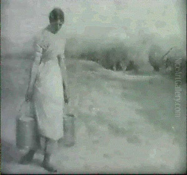 The Milkmaid Oil Painting by Alfred Edward Emslie