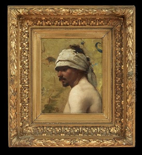 Portrait Bust Of An Arabic Man Oil Painting by Feodor Encke