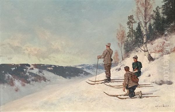 Skitur Oil Painting by Axel Ender