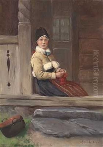 Pike I Svalgang Oil Painting by Axel Ender