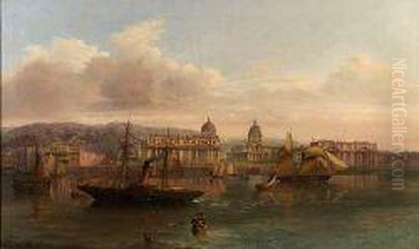 View Of The Royal Naval Hospital, Greenwich With The Royalobservatory Oil Painting by Henry Ary