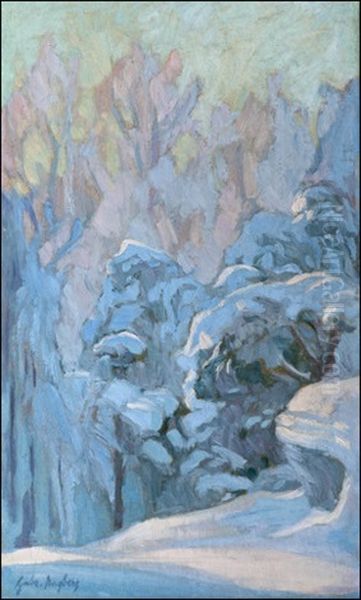 Aurinkoinen Talvipaiva Oil Painting by Gabriel Engberg