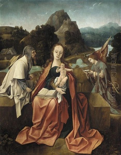The Rest On The Flight Into Egypt Oil Painting by Cornelius Engebrechtsz