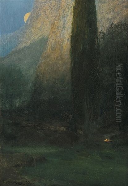 Night Pasture Oil Painting by Ferdinand Engelmuller