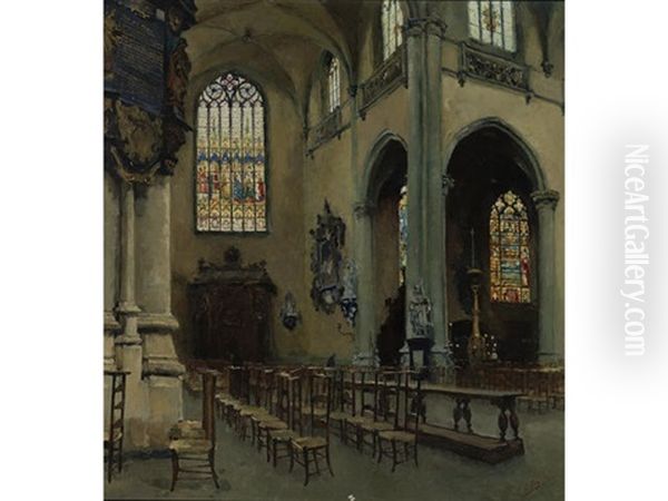 Kerkramen (church Windows) Oil Painting by Leo Engels