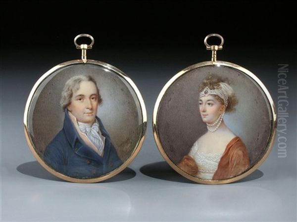 Portrats Von Earl Und Lady Beauchamp (pair) Oil Painting by George Engleheart