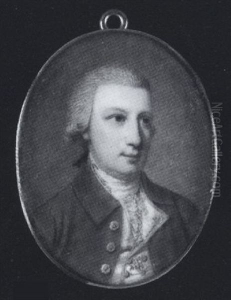 Bartholomew Barnewall, Wearing Brown Coat, Yellow Bordered White Waistcoat, Stock And Lace Cravat Oil Painting by George Engleheart