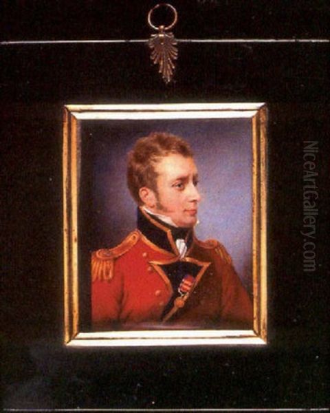 The Hon. Sir Hercules Pakenham In Scarlet Jacket With Dark Blue Facings And Gold Epaulettes Oil Painting by John Cox Dillman Engleheart