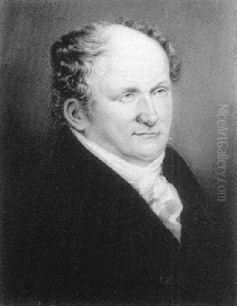 Portrait Of Samuel Drewry, In Blue Coat, White Cravat And Stock Oil Painting by John Cox Dillman Engleheart