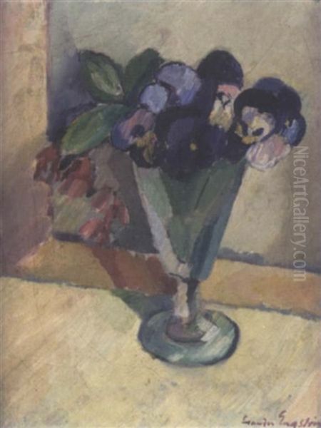 Stilleben Med Penseer Oil Painting by Leander Engstroem the Elder