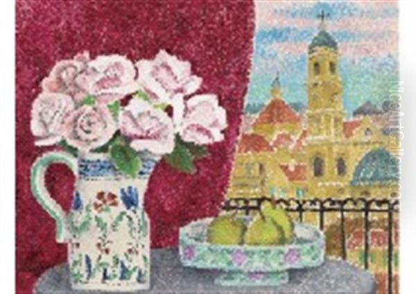 Window Oil Painting by Takada Enjo