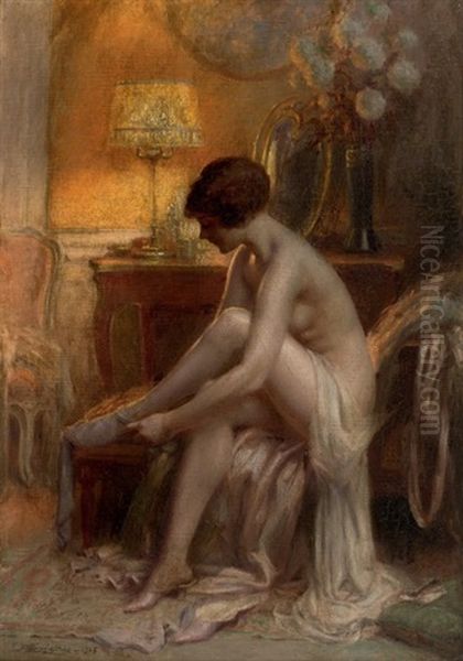 Elegante A La Toilette Oil Painting by Delphin Enjolras