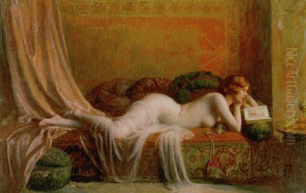 A Good Book Oil Painting by Delphin Enjolras