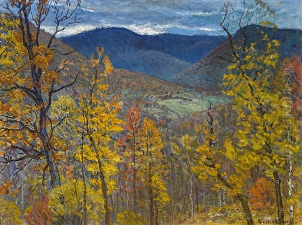 Northeastern Fall Landscape Oil Painting by John Joseph Enneking