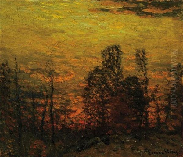 Sunlit Landscape Oil Painting by John Joseph Enneking