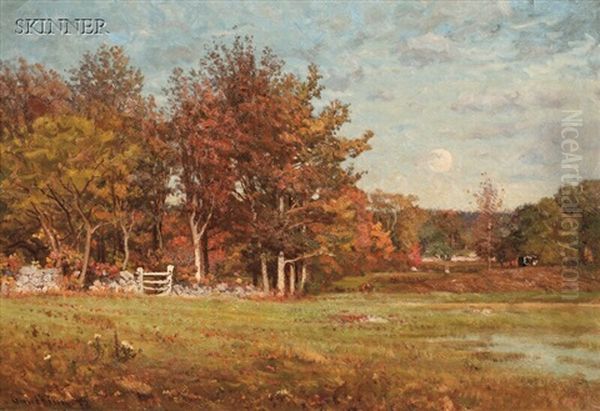 Autumn Pasture Under A Full Moon Oil Painting by John Joseph Enneking