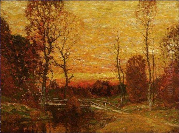 Sunset River Landscape Oil Painting by John Joseph Enneking