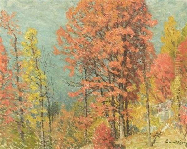 Red And Gold Oil Painting by John Joseph Enneking
