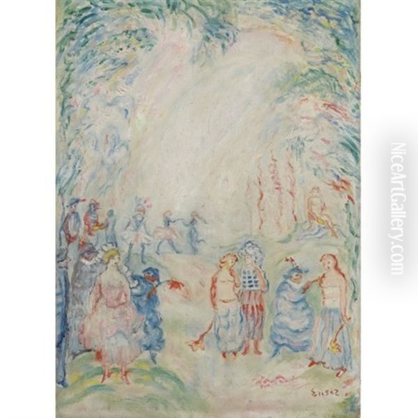 Figures Fleuries Oil Painting by James Ensor