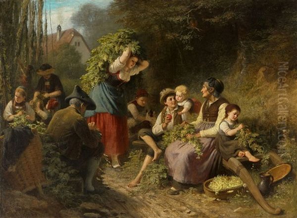 The Hop Harvest Oil Painting by Rudolf Epp