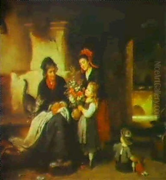 Grandmother's Birthday Oil Painting by Rudolf Epp