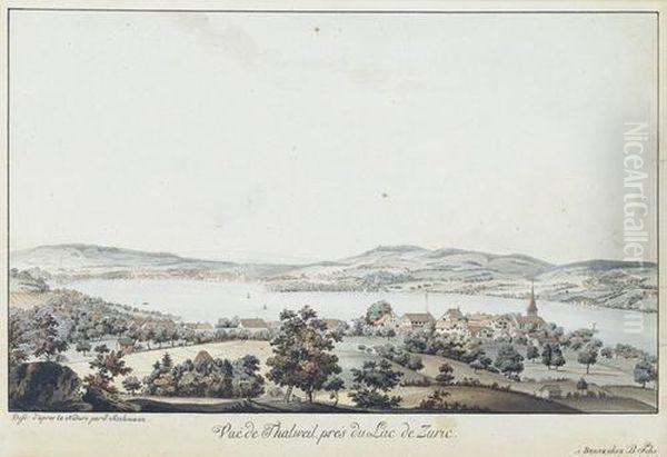 Vue De Thalweil, Pres Du Lac De Zuric Oil Painting by Johann Jakob Aschmann