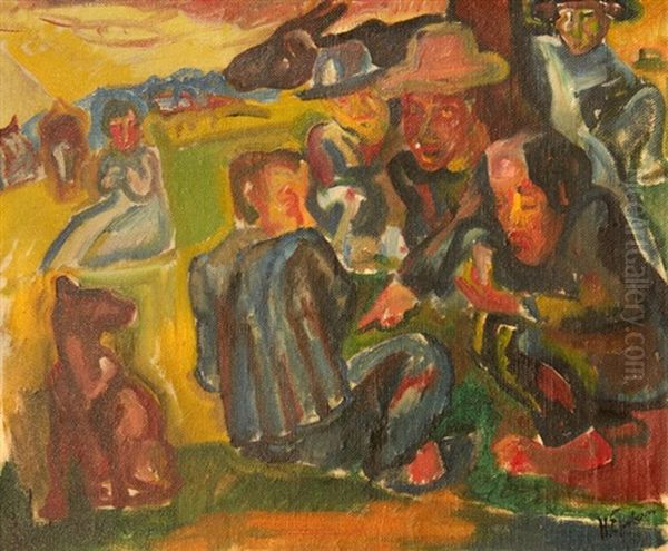 Le Marche Aux Bestiaux Oil Painting by Henri Epstein