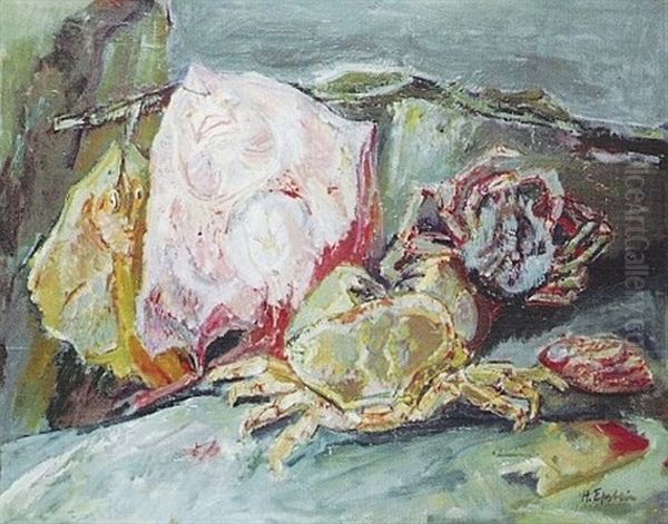 Martwa Natura Z Rajami I Krabami Oil Painting by Henri Epstein