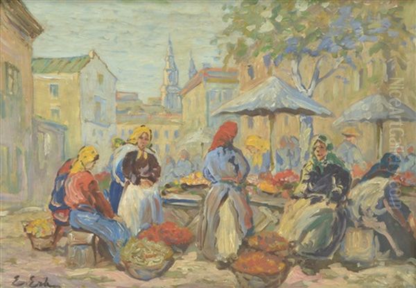 Torghandel Oil Painting by Erno Erb