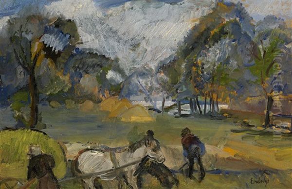 Harvesting Oil Painting by Adalbert Erdelyi