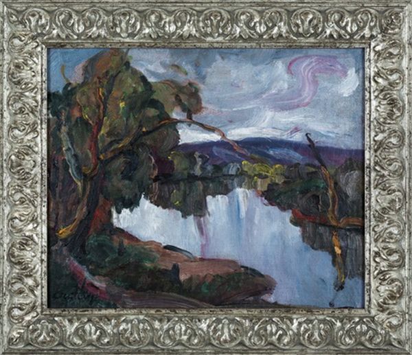 Krajina S Rekou Oil Painting by Vojtech Erdelyi