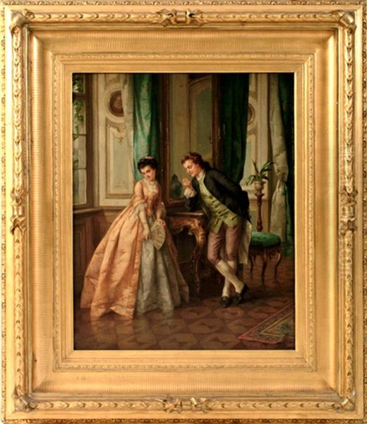 Two Figures In A Ball Room Scene Oil Painting by Otto Erdmann