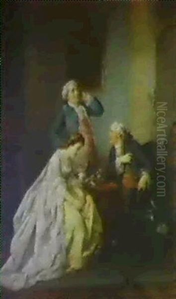 Porposing A Suitor Oil Painting by Otto Erdmann